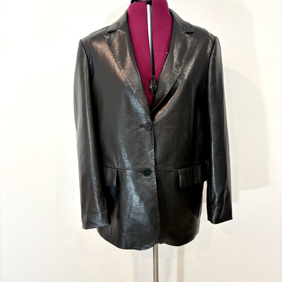 Aritzia Wilfred Memories Faux Leather Blazer Black Perfect Condition 90s S - Picture 2 of 12